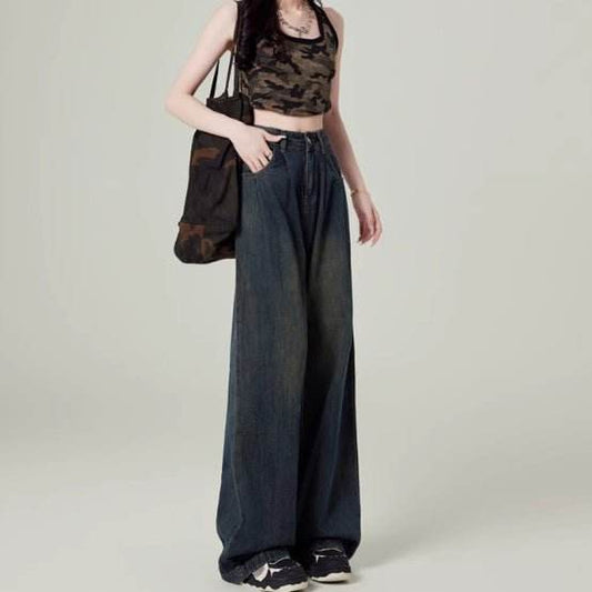 High Waisted Petite Straight Wide Leg Trousers MuddyStock