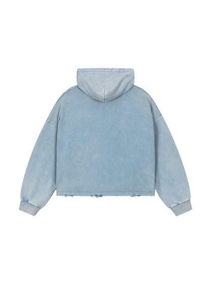 Vintage Washed Frayed-Hem Hoodie For Men | MuddyStock Originals
