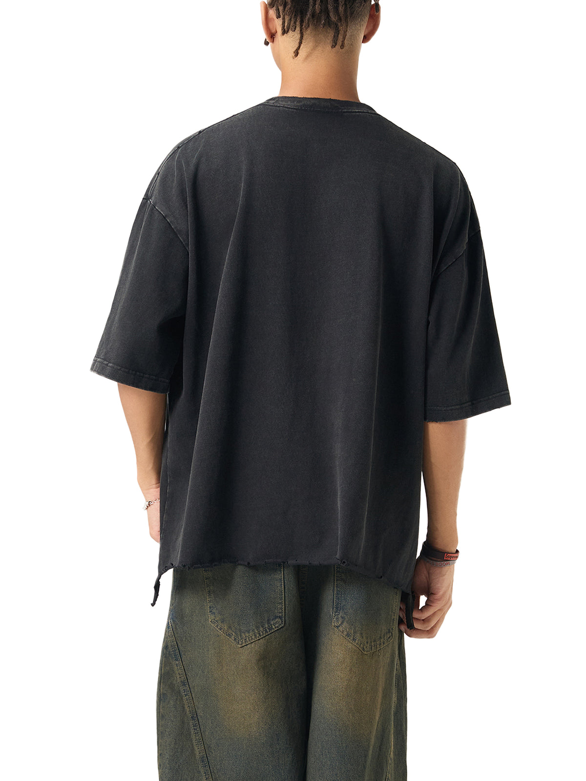 Snow Wash Raw-Hem Boxy T-shirt For Men | MuddyStock Originals