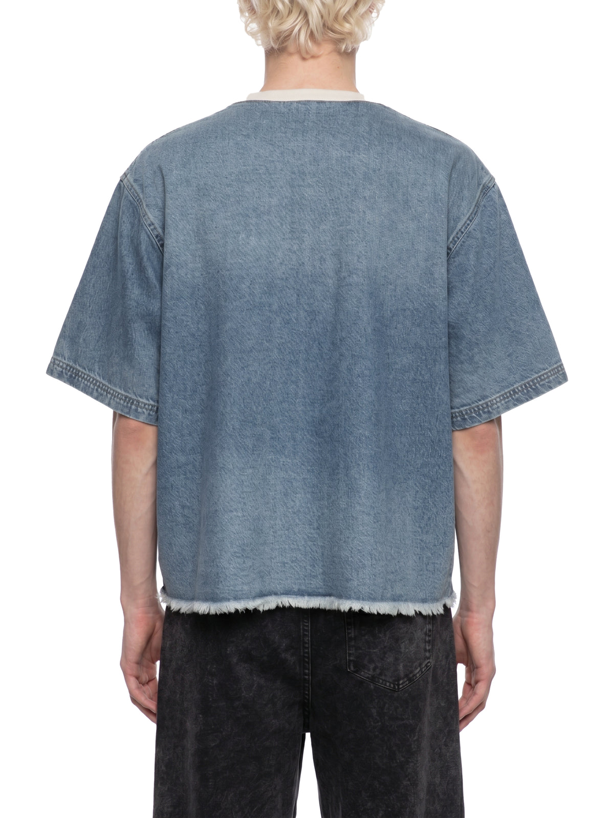 Vintage Wash Boxy Raw Hem Denim T-Shirt For Men | MuddyStock Originals