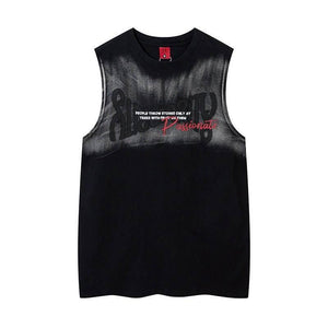 Inkjet Lettered Casual Vest For Men And Women Black