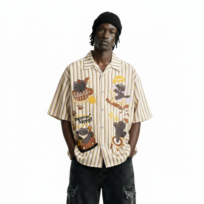 Vintage Aloha Bear Stripe Shirt For Men | MuddyStock Originals