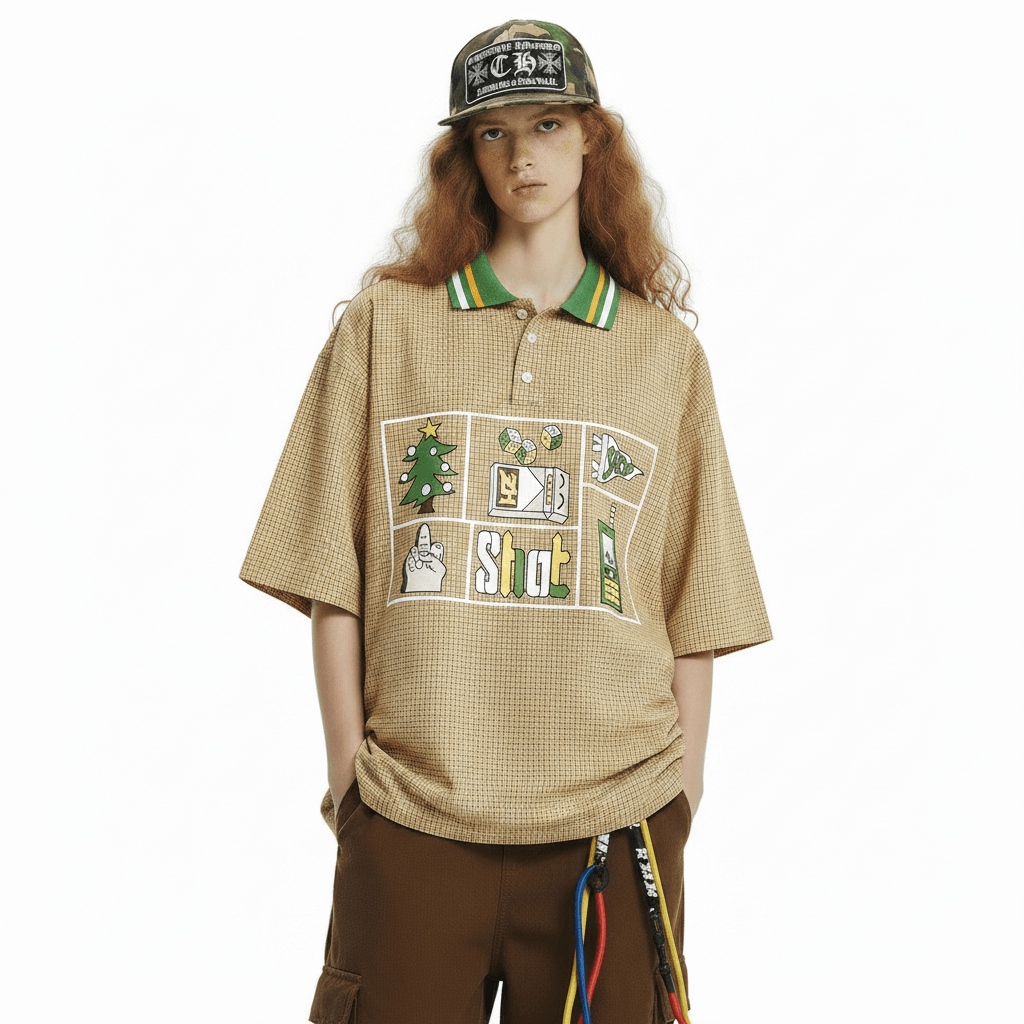 Women's Casual Contrast Color Lapel T-shirt null