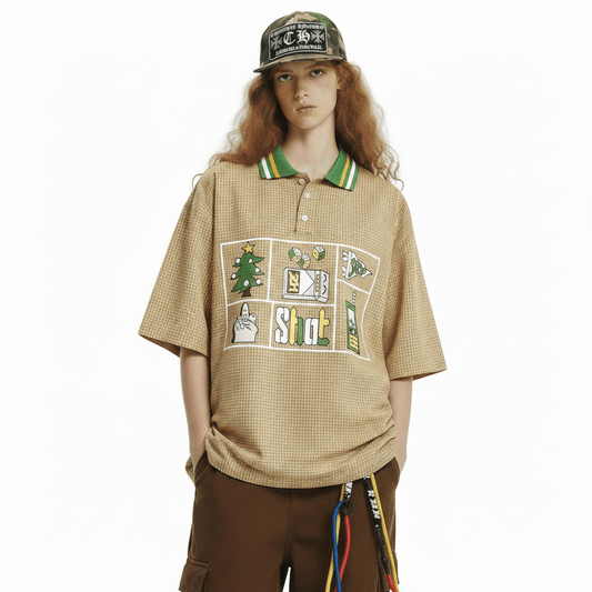 Women's Casual Contrast Color Lapel T-shirt null
