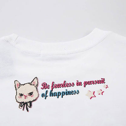 Kitten Animal Print Lazy And Loose Top For Women MuddyStock