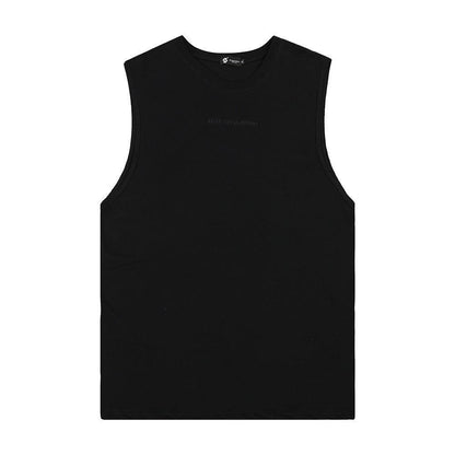 Letter Affixed Cloth Embroidered Vest For Men And Women Black MuddyStock