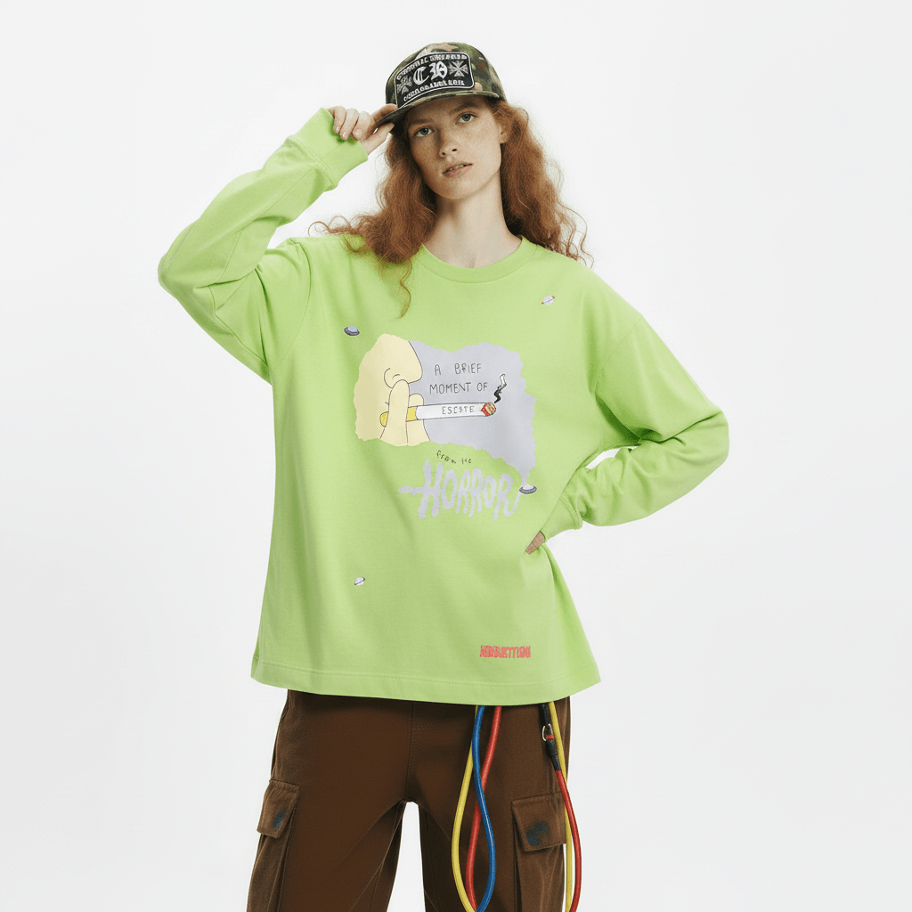 Thin Cartoon Print Pullover Long-sleeved T-shirt For Women null