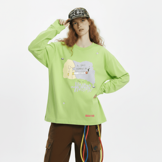Thin Cartoon Print Pullover Long-sleeved T-shirt For Women null
