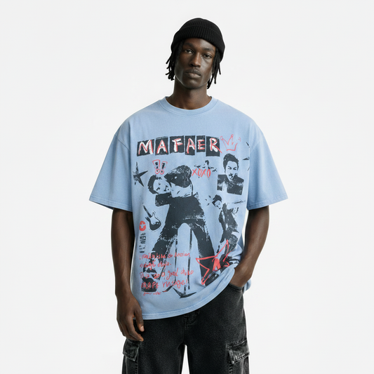 Portrait distressed printed short sleeved t-shirt for men | MuddyStock Originals