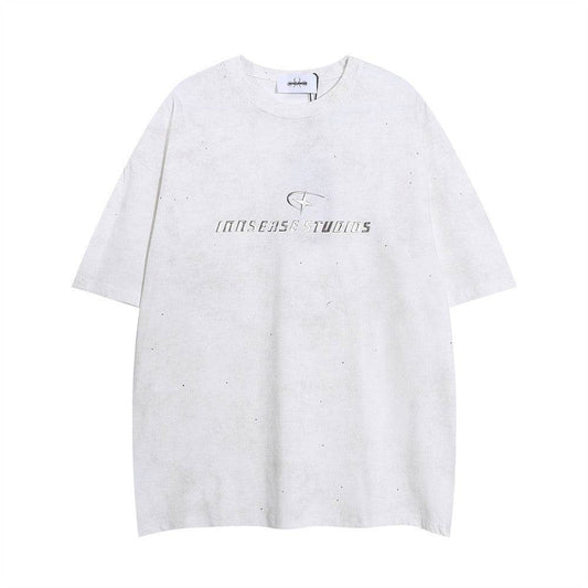 Men's Short-sleeved T-shirt Full Of Rhinestone Letters MuddyStock