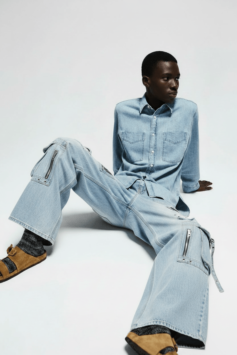 Model in Cargo Jeans