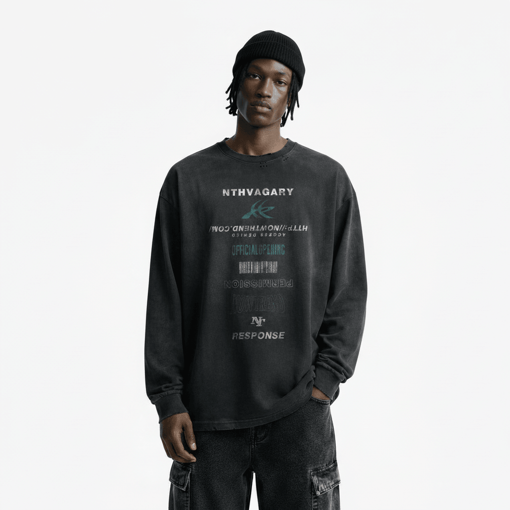 Letter printed long sleeved T-shirt For Men | MuddyStock Originals