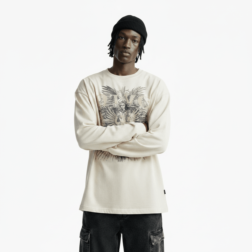 Printed T-shirt with long sleeves for men | MuddyStock Originals