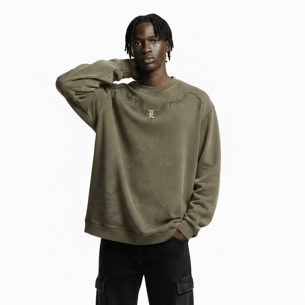 Gothic Crew Neck Long-sleeved T-shirt For Men null