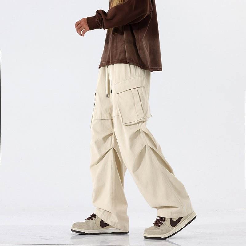 Overalls Men's Retro Trendy Pleated Straight-leg Trousers Casual MuddyStock