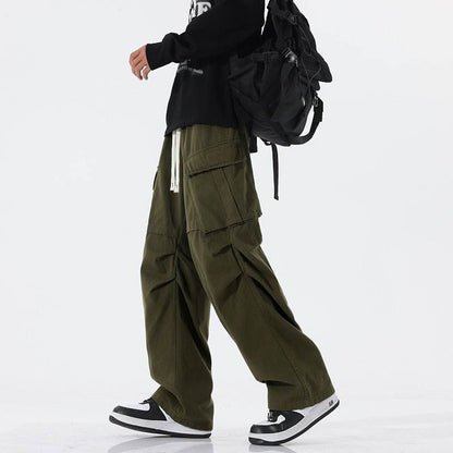 Overalls Men's Retro Trendy Pleated Straight-leg Trousers Casual MuddyStock