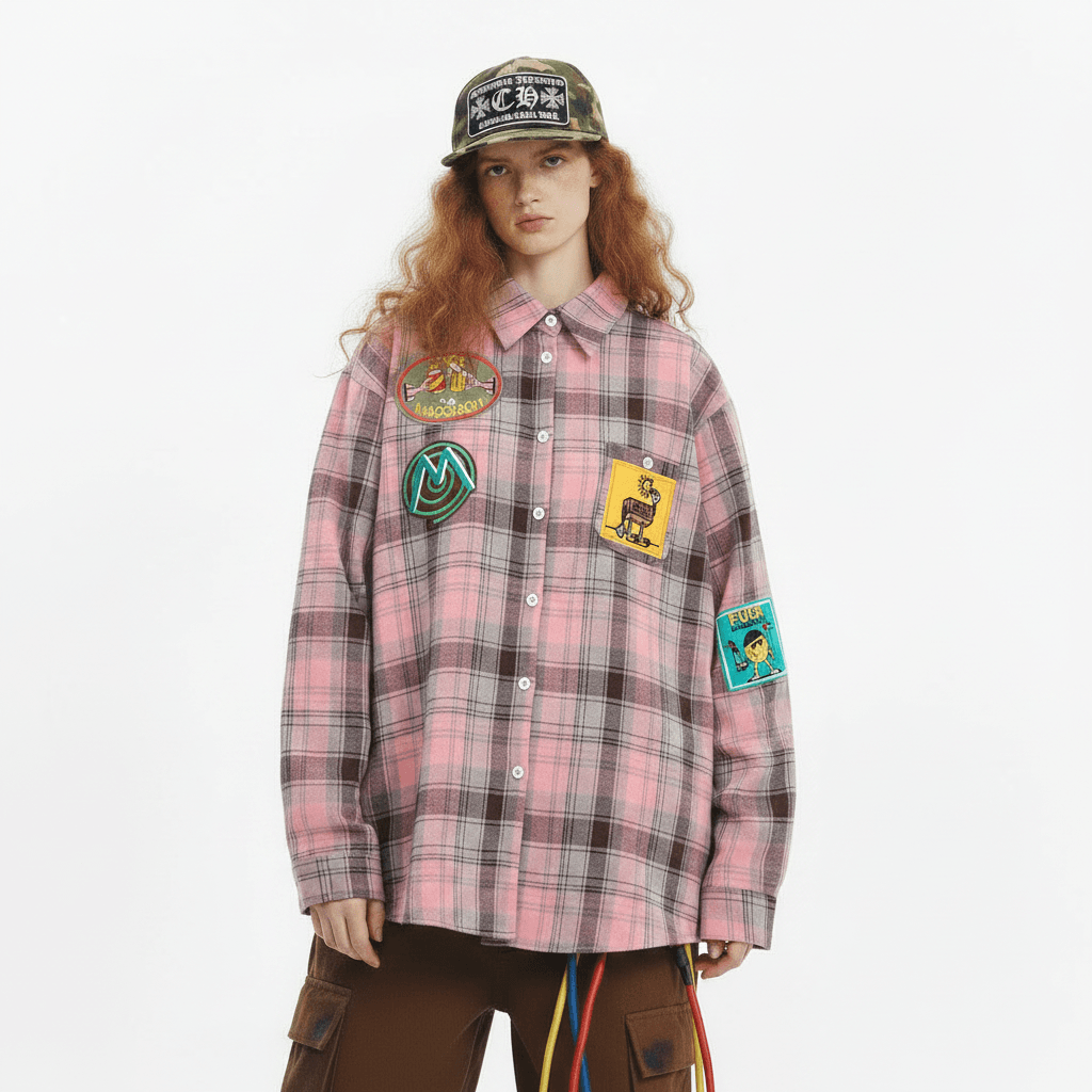 Plaid Shirt With Printed Design For Women null