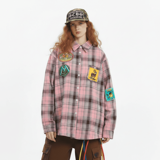 Plaid Shirt With Printed Design For Women null