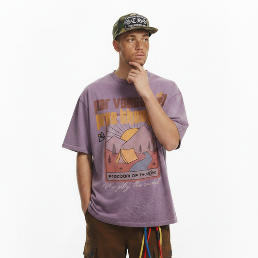 Cartoon Print Gradient Tie-dye T-shirt For Men null