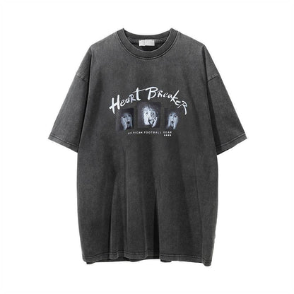 Printed Washed Old Short-sleeved T-shirt For Men MuddyStock