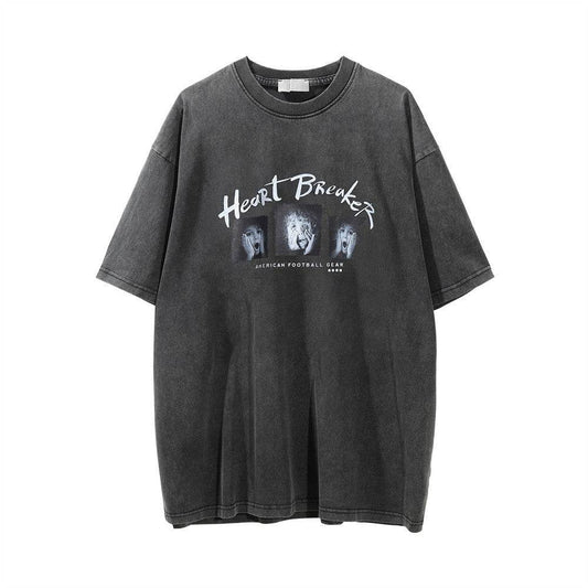 Printed Washed Old Short-sleeved T-shirt For Men MuddyStock