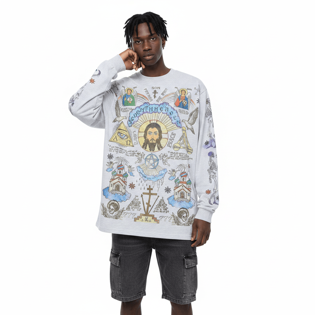 Washed-out Vintage Retro Style Sweatshirt For Men null