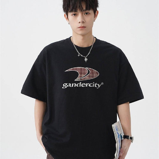 Retro Contrast Color Check Printed T-shirt For Men MuddyStock