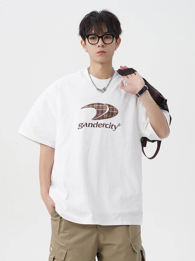 Retro Contrast Color Check Printed T-shirt For Men MuddyStock