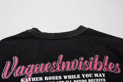 Retro Distressed Printed Short Sleeve For Women MuddyStock