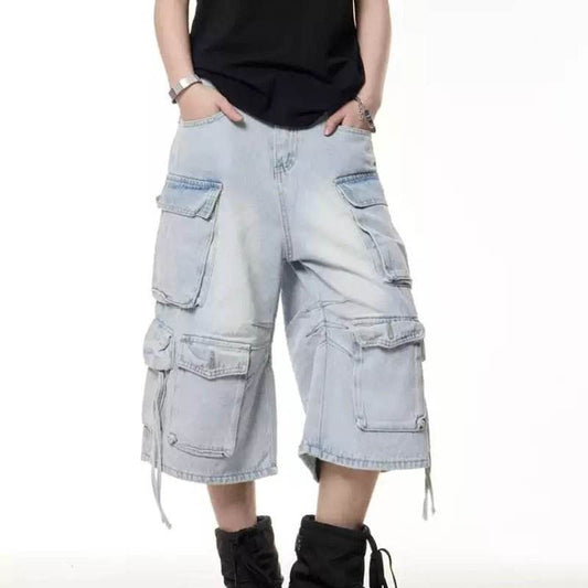 Retro Multi-pocket Denim Cargo Pants Shorts For Men And Women MuddyStock