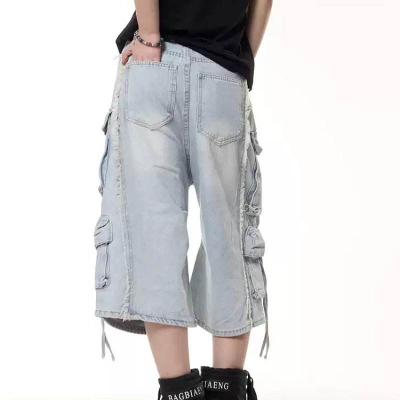 Retro Multi-pocket Denim Cargo Pants Shorts For Men And Women MuddyStock