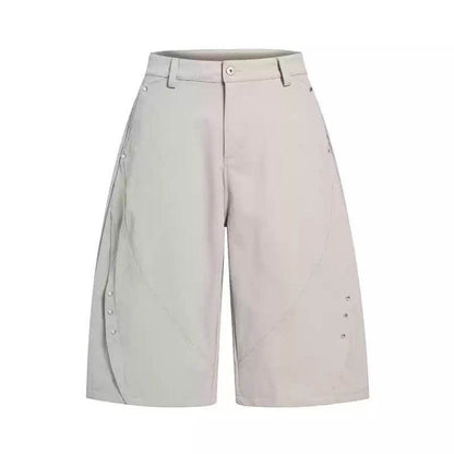 Retro Rivet Machete Cropped Trousers Casual For Men And Women Pale Gray MuddyStock