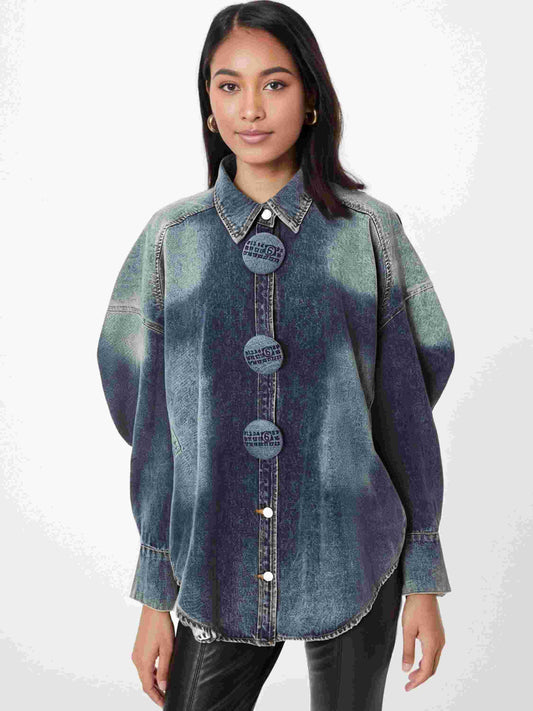 Designer's Large Denim Drop Shoulders Women Shirt | MuddyStock Originals MuddyStock