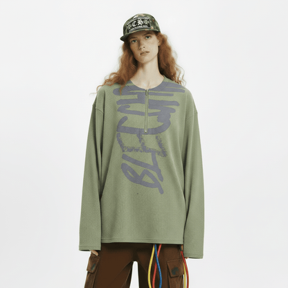 Abstract Graffiti Printed Long Sleeve T-shirt For Women null