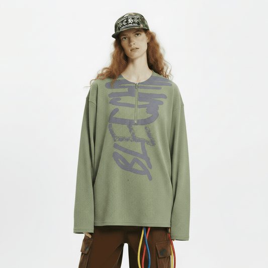 Abstract Graffiti Printed Long Sleeve T-shirt For Women null
