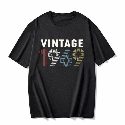 Short sleeved T-shirt with digital print pattern for men and women | MuddyStock Originals 1969 black MuddyStock