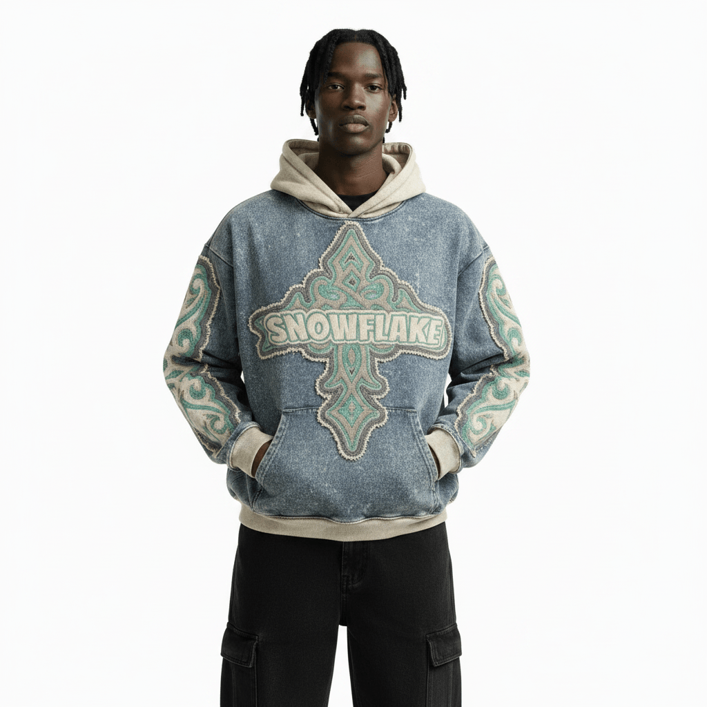 Patchwork design hoodie for men