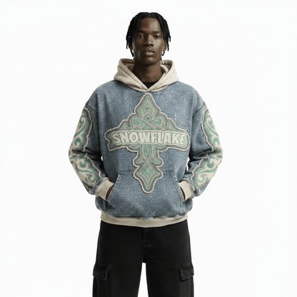 Patchwork design hoodie for men