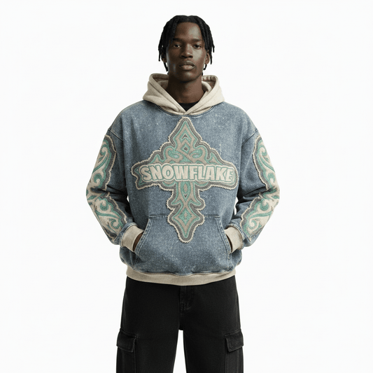 Patchwork design hoodie for men