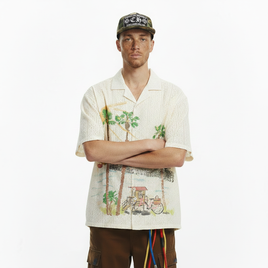 Beach coconut tree graffiti short sleeved shirt for men | MuddyStock Originals
