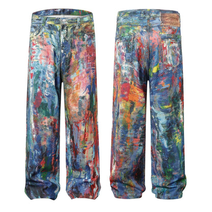 Spring New Retro Heavy Industry Loose Design Jeans For Men And Women MuddyStock