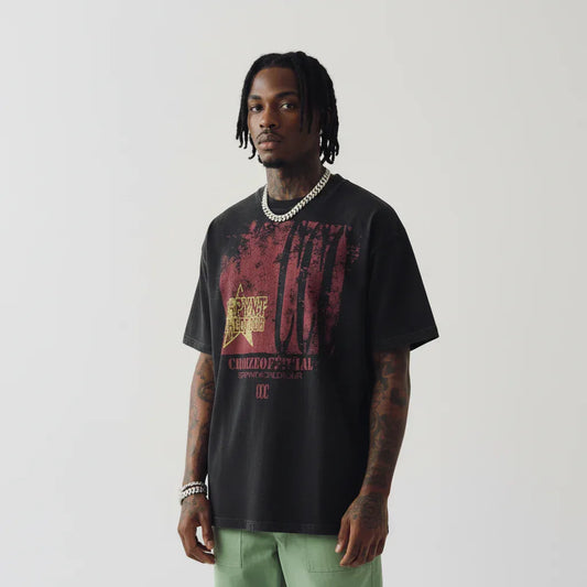 High Street Style Washed Out Star Letter Print Short Sleeve T-Shirt For Men | MuddyStock Originals eprolo