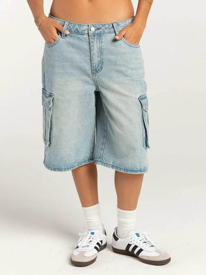 Street trendsetters ordinary washed workwear denim straight leg pants | MuddyStock Originals Light Blue