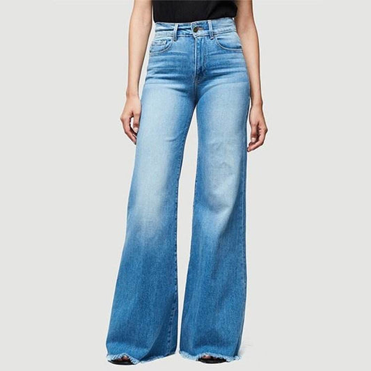 Streetwear Stretch Casual Full Length Loose Wide Leg Jeans | MuddyStock Originals light blue MuddyStock