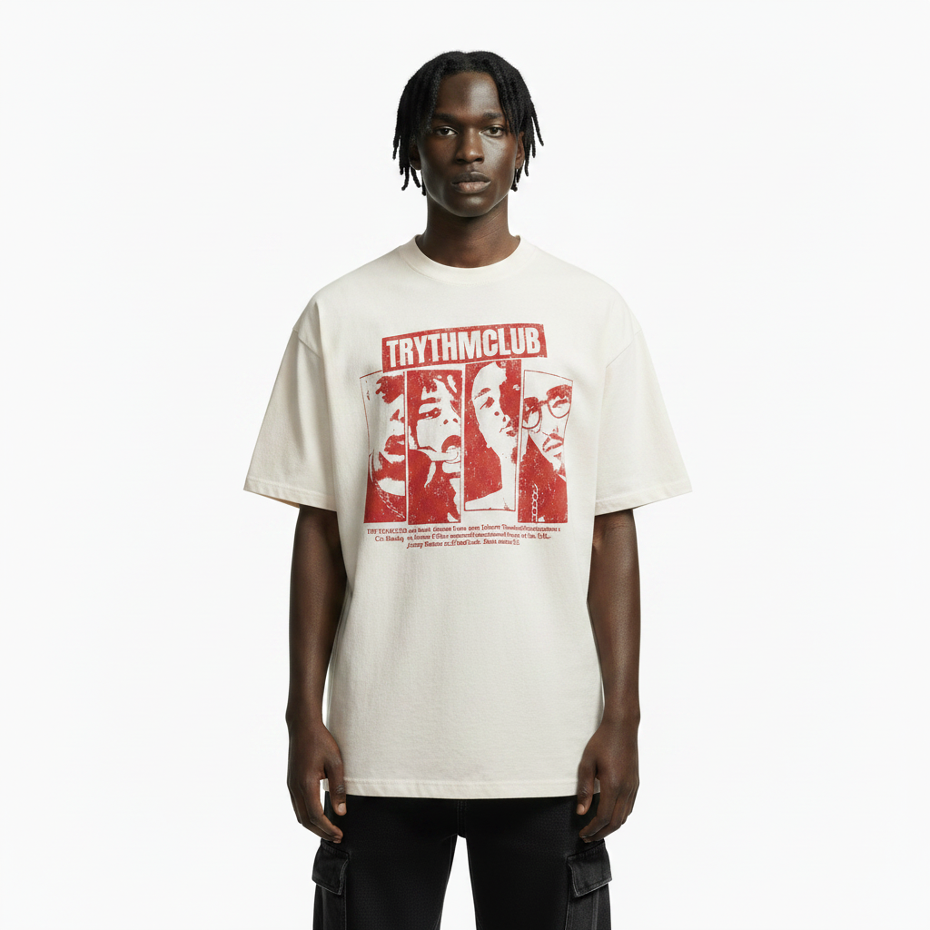 Portrait collage printed short sleeved t-shirt for men | MuddyStock Originals