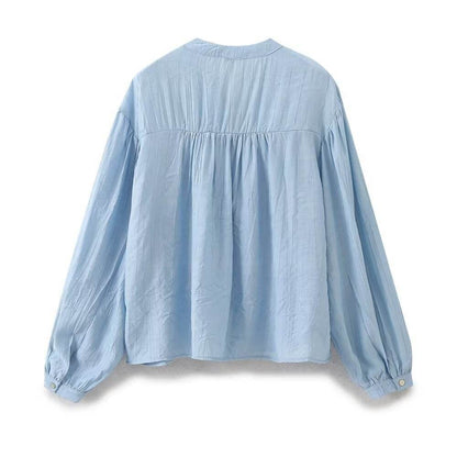 Versatile V-neck lace up loose embroidered top for women | MuddyStock Originals MuddyStock