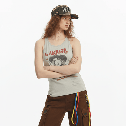 Printed Ripped Sleeveless Tank Top for Women | MuddyStock Originals
