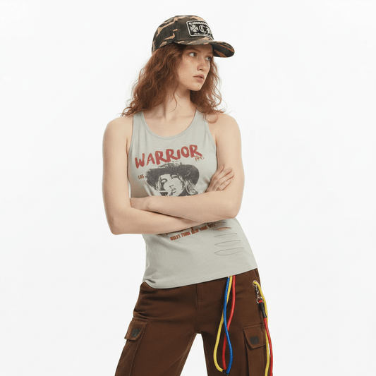 Printed Ripped Sleeveless Tank Top for Women | MuddyStock Originals