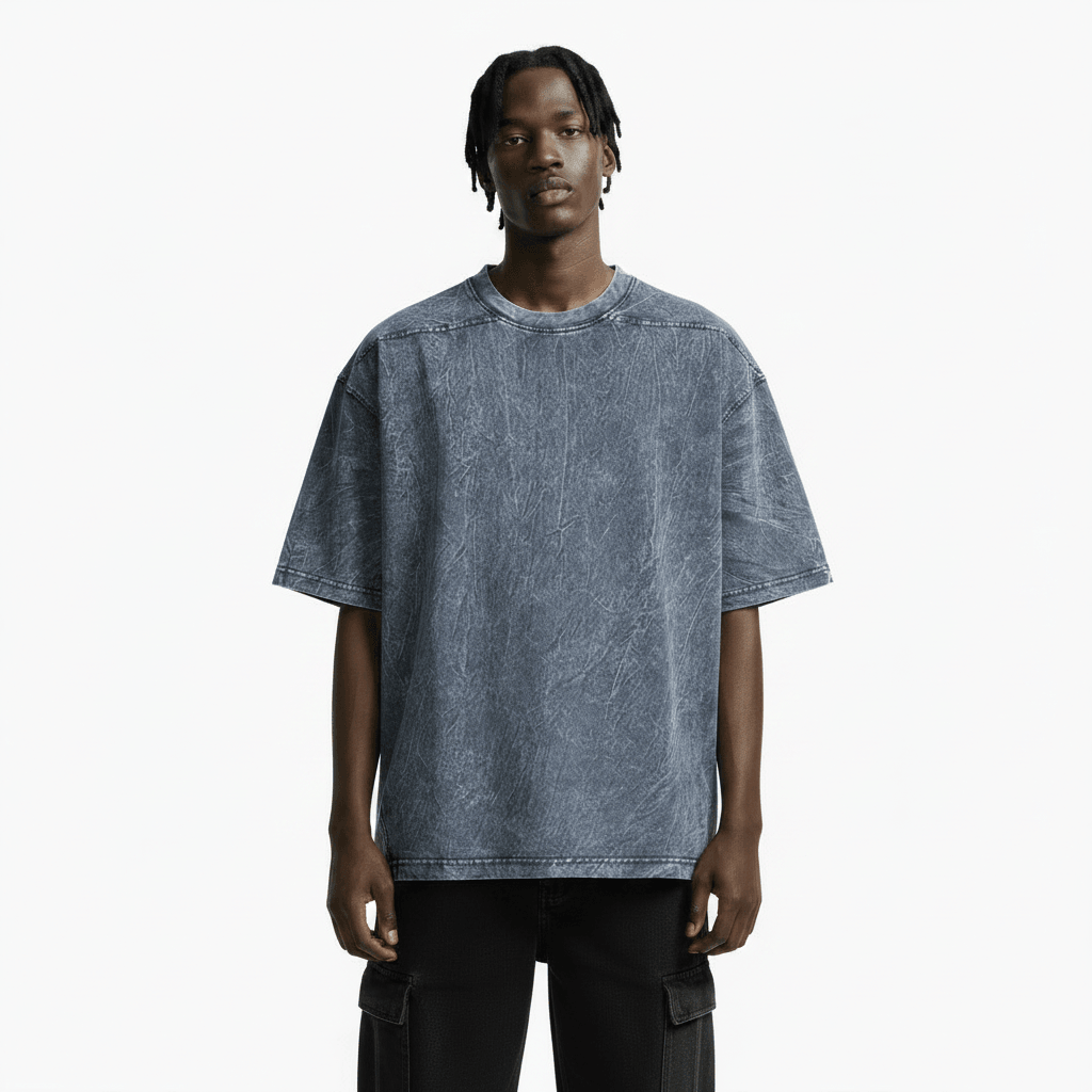 Pleated Texture Short Sleeve Men's T-shirt null