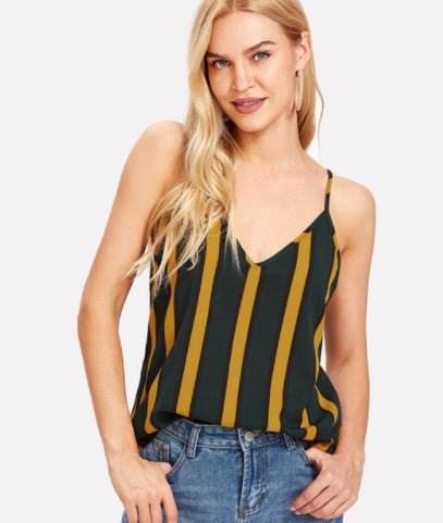 Women Striped Top Summer Multicolor Backless Camisole Tops MuddyStock